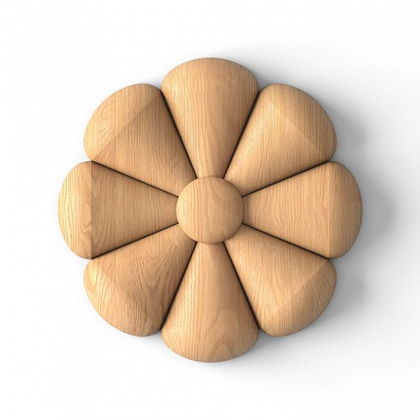 Резная розетка из дерева R-060 — универсальный декоративный элемент в виде цветка  Применим практически к любому стилю интерьера