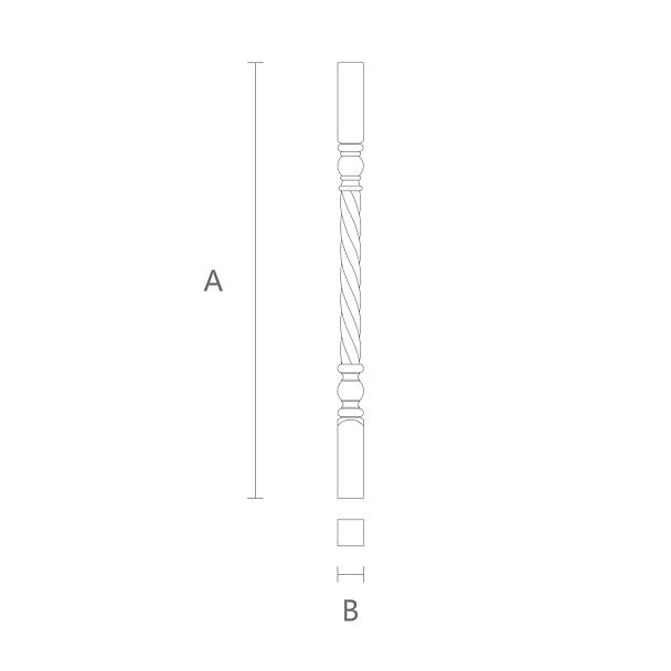 Красивая балясина для лестницы L-050 из дерева  чертеж