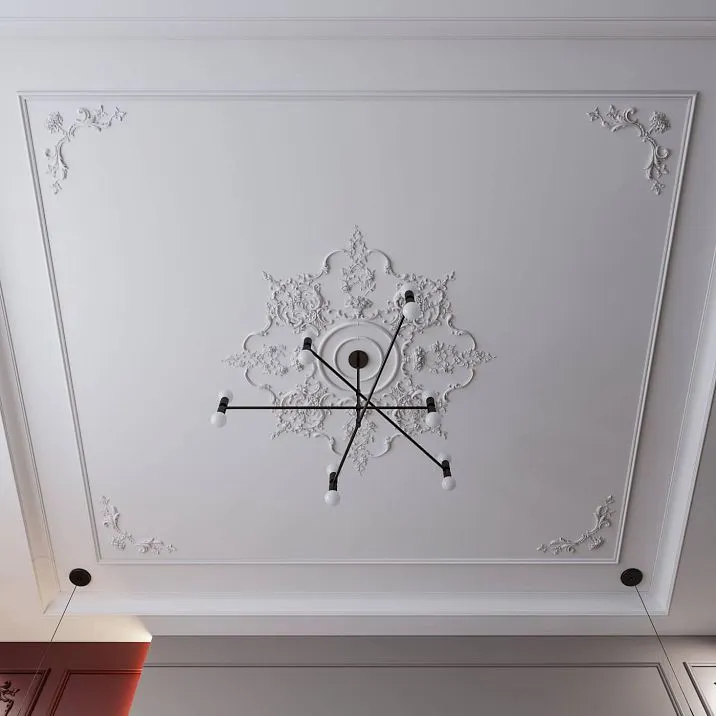 Потолочный декор CPU-P6 с классической лепниной и подсветкой вид снизу