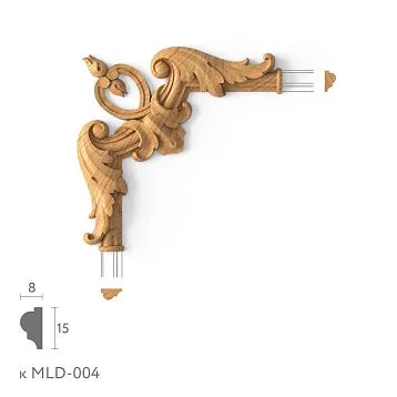 Декоративный элемент угловой MLD-4U-1.1. Декор для молдингов. Изображение 69ca261ae0ac6