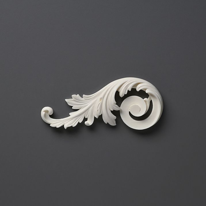 Резная накладка NPU-247L полиуретан, высокодетализированный классический орнамент для акцентного декора интерьера, влагостойкая и долговечная