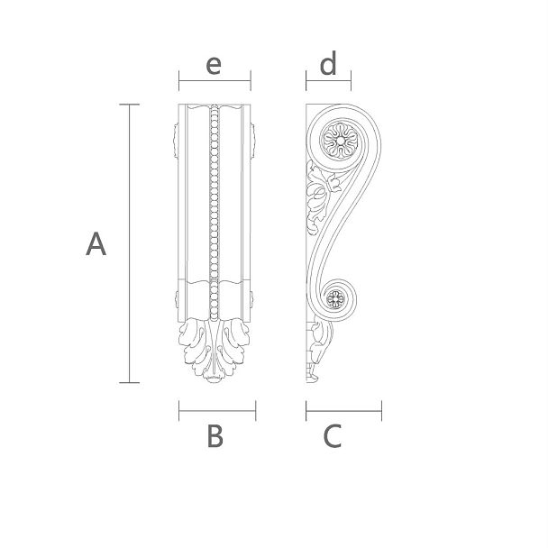 Премиальный резной кронштейн KR-016 для утонченного вкуса чертеж