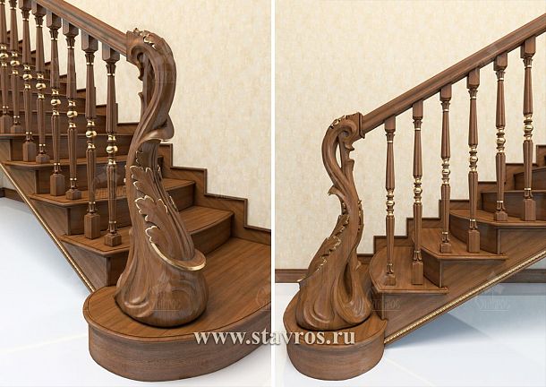 Резная лестница RLE-043 фото