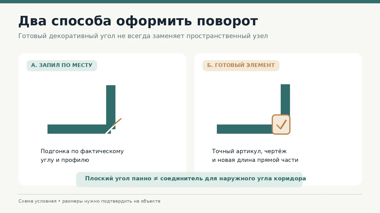 Сравнение стыковки молдингов запилом и использования готового декоративного углового элемента