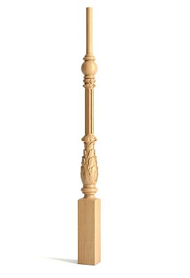 Модель L-002 – это утонченная деревянная балясина, созданная в стиле Ренессанс  Данная модель украшена объемными резными акантовыми листьями, а в верхней части дополнена вертикальными каннелюрами, что придадут Вашей лестнице лёгкость и изящество