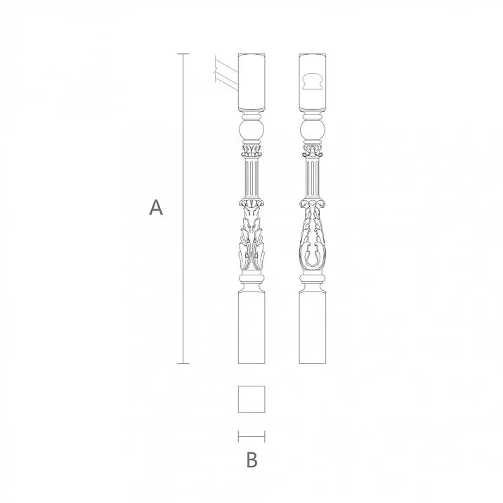 Схема чертежа лестничного столба Схема чертежа лестничного столба