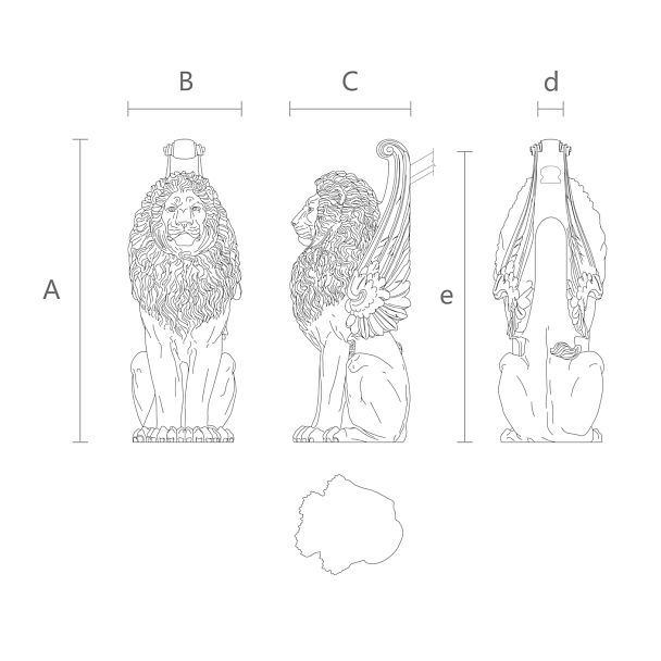 Векторный чертеж для парадного столба лев